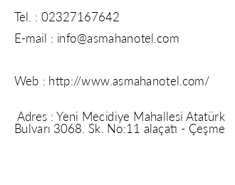 Asma Han Otel iletiim bilgileri